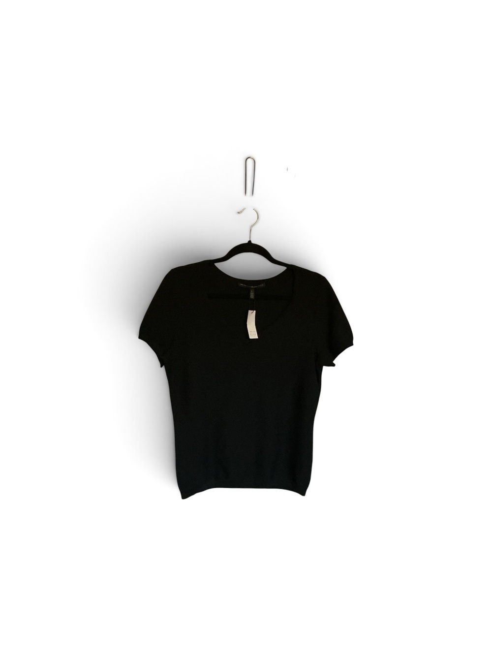 White House Black Market Black Short-Sleeve Scoop Neck Top
